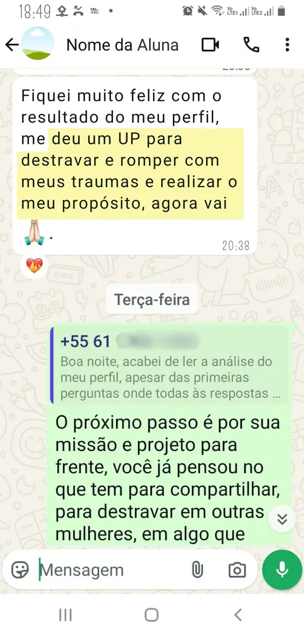 Depoimento de aluna